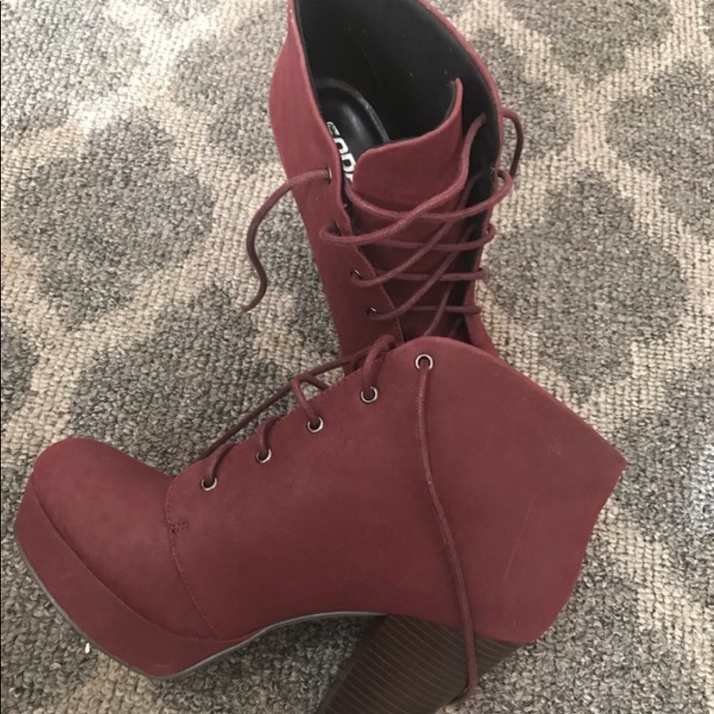 Burgundy red booties
